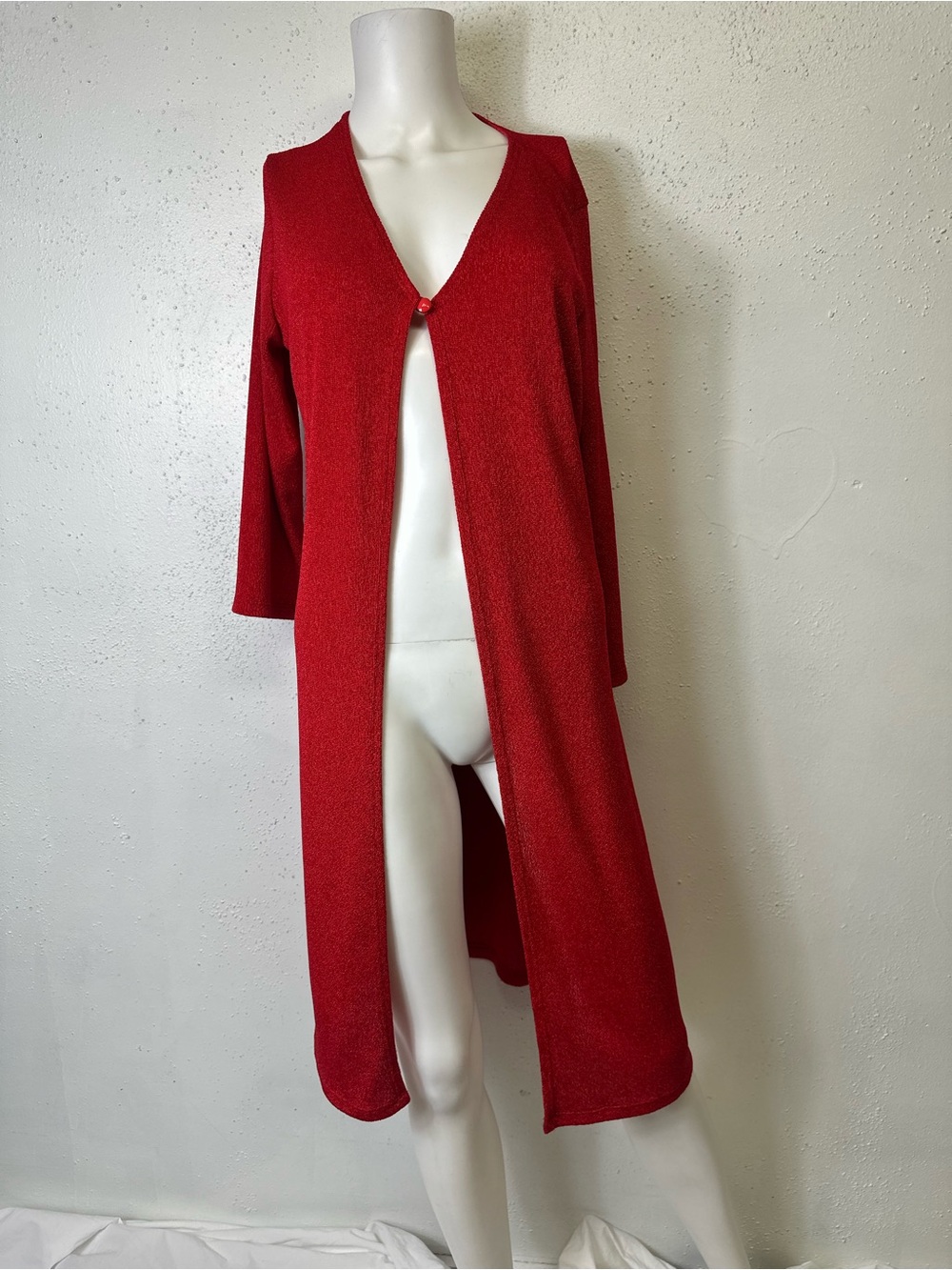 VINTAGE RAVE BRAND RED LONG CARDIGAN XL